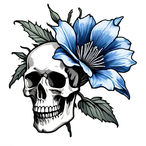 Colorado Blue Columbine Flower And Skull