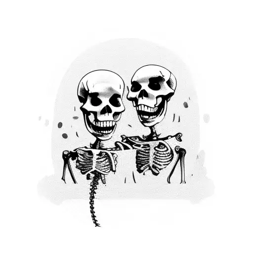 2 Skeleton Friends Drinking Beer