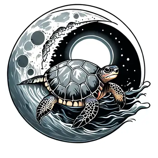 Sea Turtle Moon Water