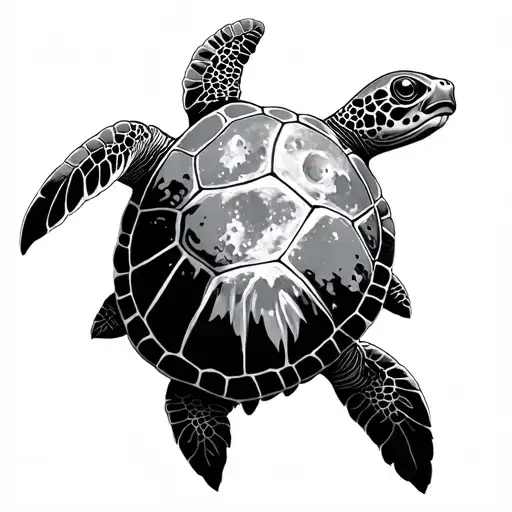 Sea Turtle Moon Black And White
