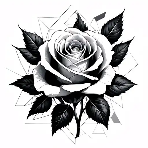 Rose With Geometry Shapes Behind It