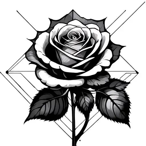 Girly Rose With Geometry Shapes Behind It A Manta