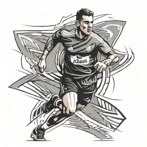 A Runner Crossing The Finish Line With A Manchester United Jersey