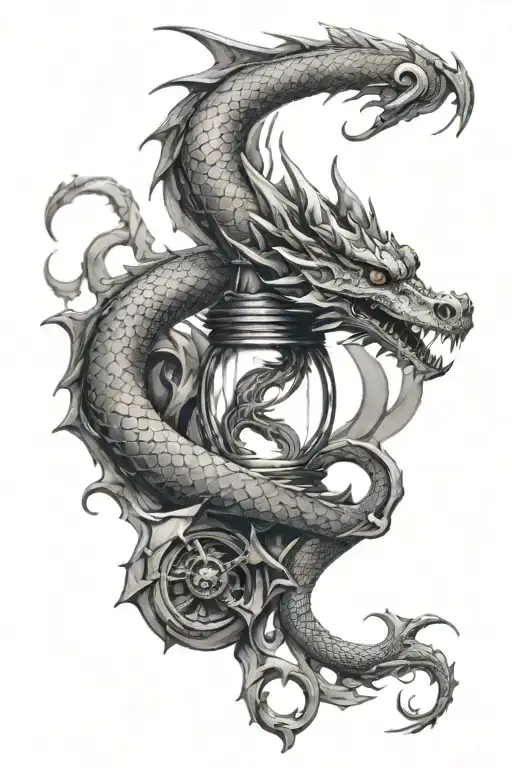 Dragon Twisted Around Hourglass