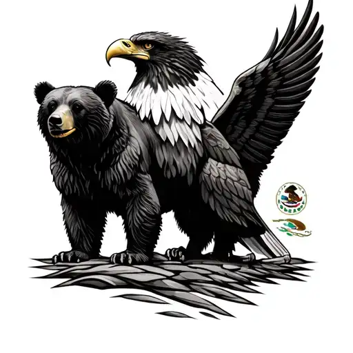 California Bear And Mexican Eagle