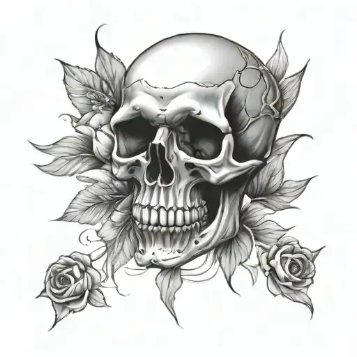 Skull And Flowers
