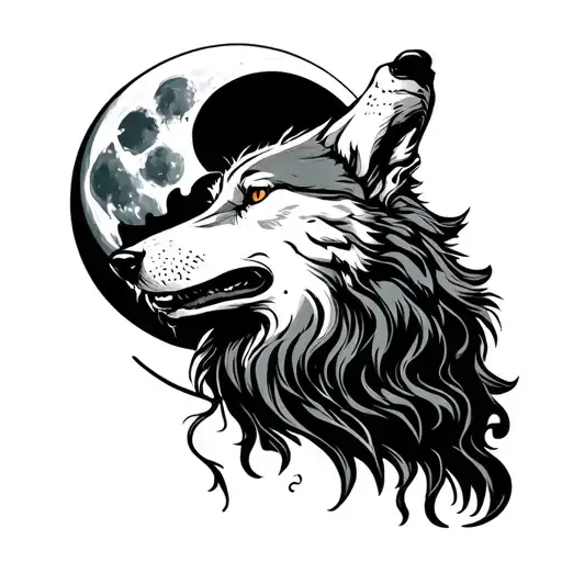 Aquarius Zodiac Sign Wolf Howling At The Moon