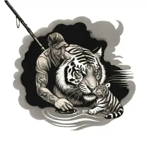 Tiger Dad And Son Fishing