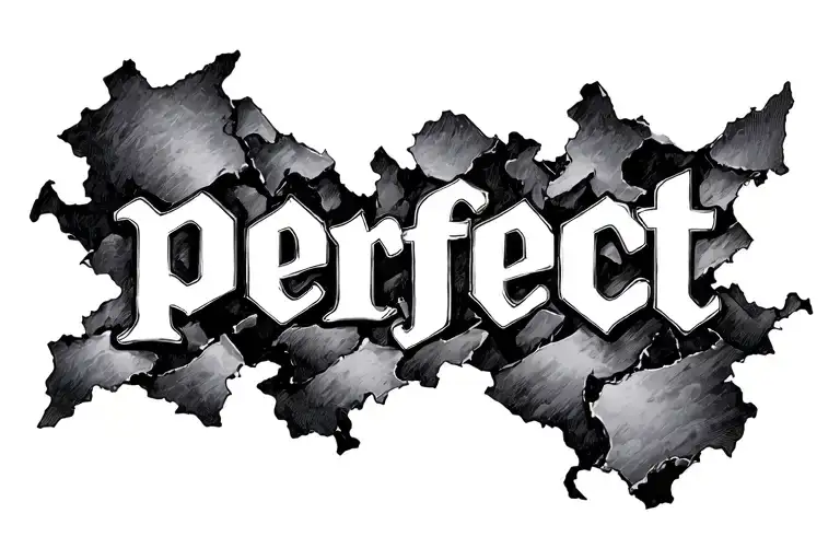The Word Perfect But Arranged In Jagged Torn Pieces