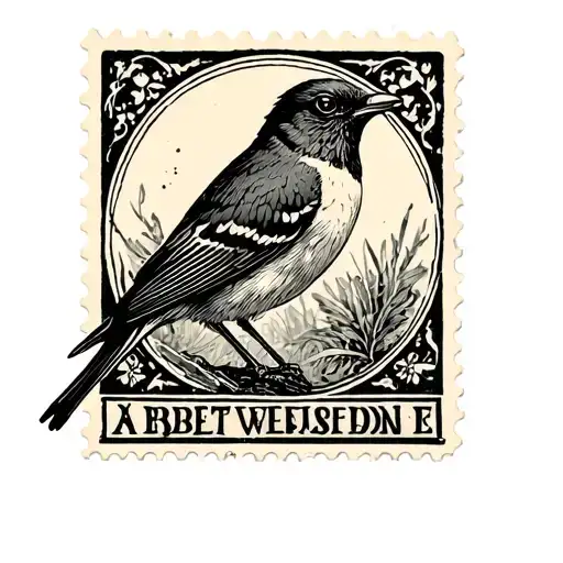 Robin In An Old Irish Postage Stamp