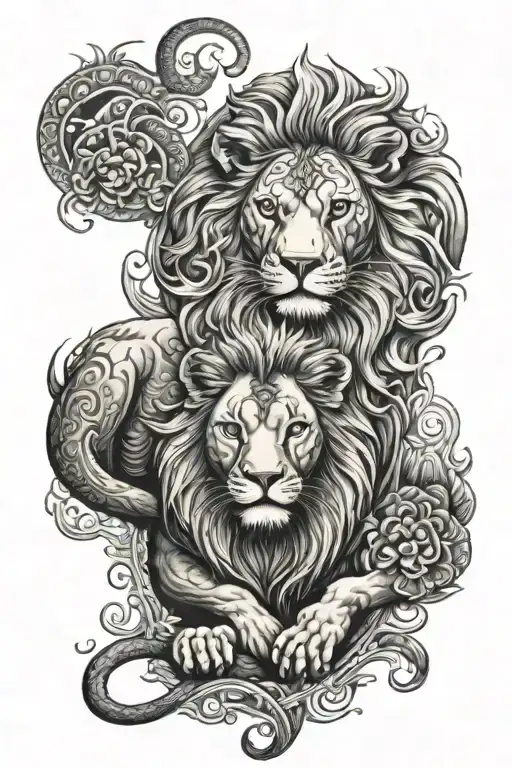 Lion And Siam Cat