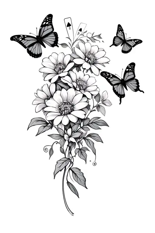 Western Flowers With Butterflies And Cards