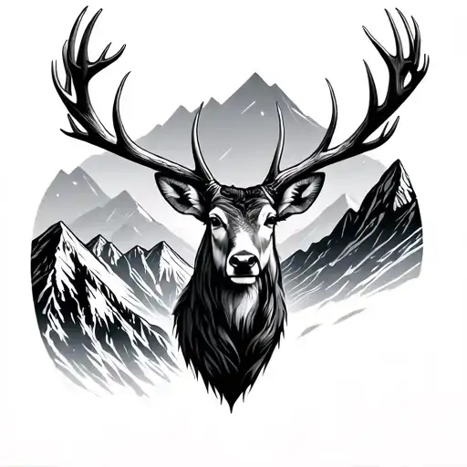 Mountains With Deer Antlers And Tyrol Subtle