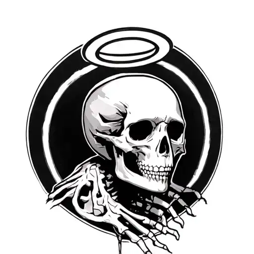 Skeleton With A Halo On Above Head