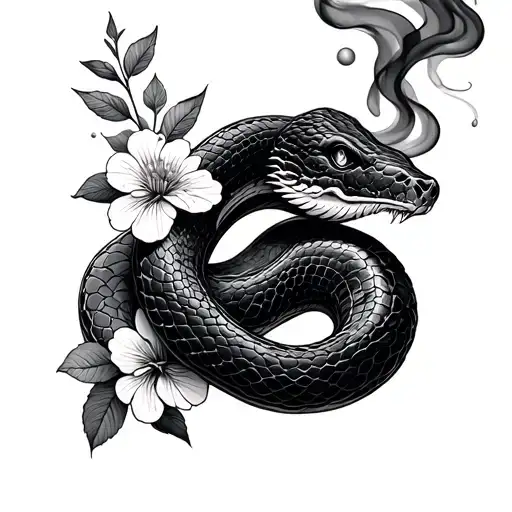 Snake Smoke With Flowers And Leaves
