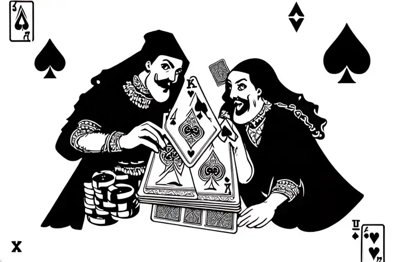 Durak Card Game With Cartoon Characters Surrounded