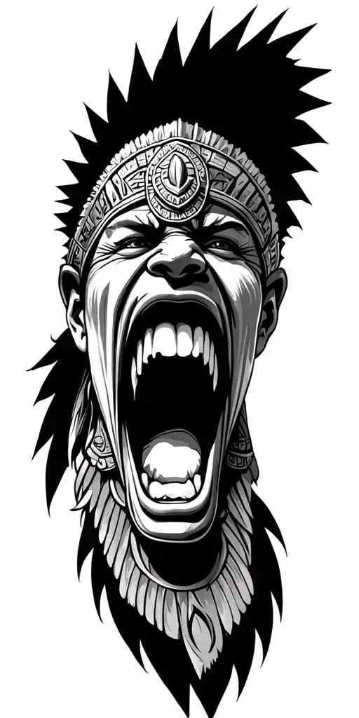 Aztec Warrior Screaming