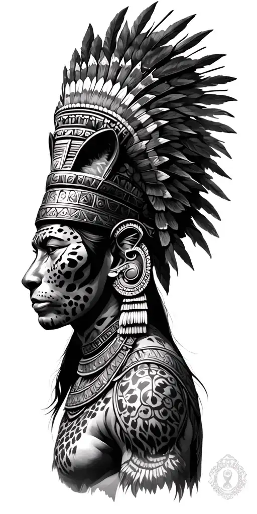 Mayan Warrior With Leopard Head Dress