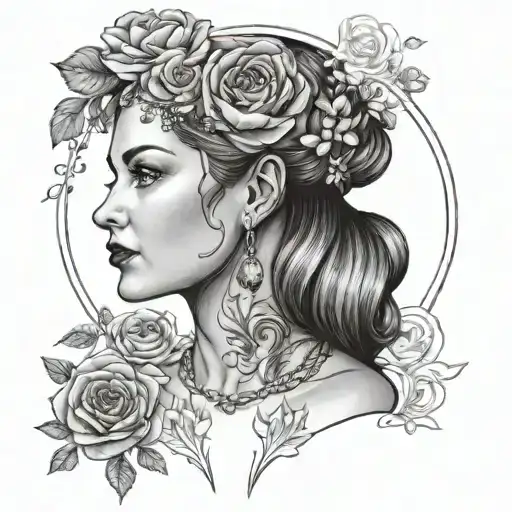 An Elegant Portrait Of The Client's Wife With Vegan-themed Elements