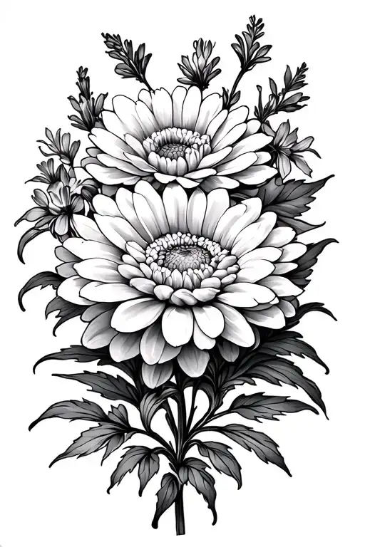 Chrysanthemum And Larkspur