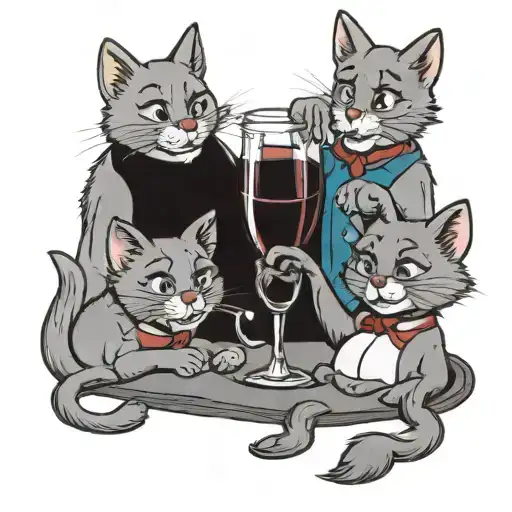 The 3 Aristocats From The Disney Series With A Glass Of Wine Representing Brotherhood