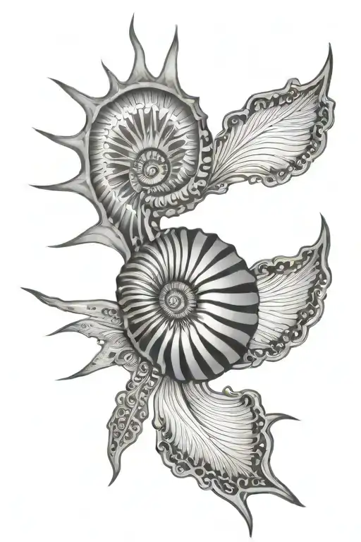 Murex Shell Silhouette With Asian Sun