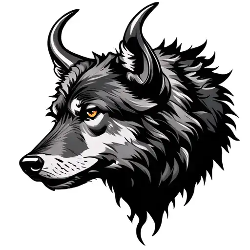 Wolf With Bull