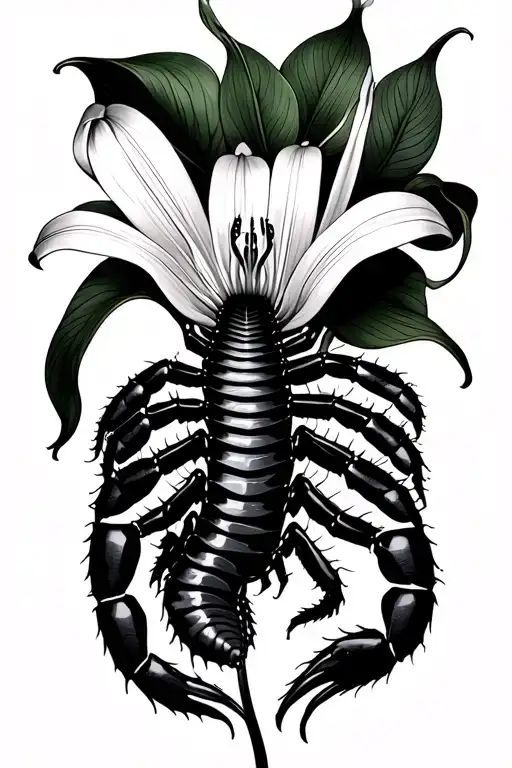 Centipede With Spider Lily