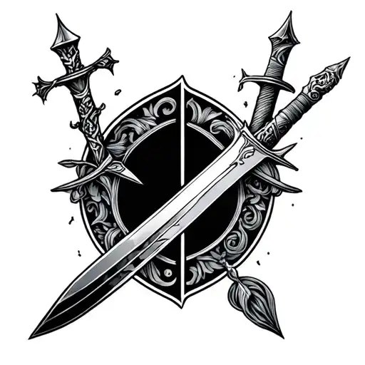 Dagger On Forarm Gonig In And Out Of Arm