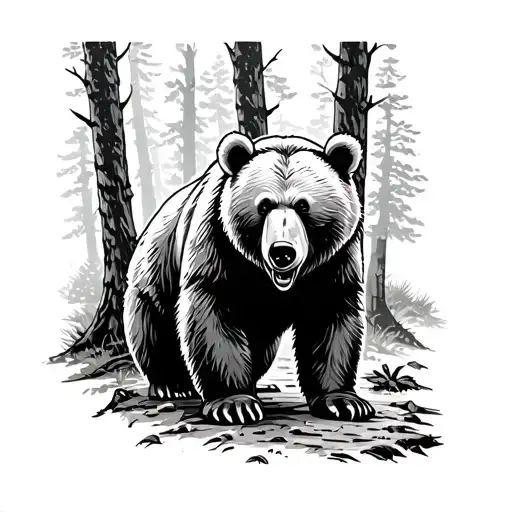 Bear Pooping In The Woods