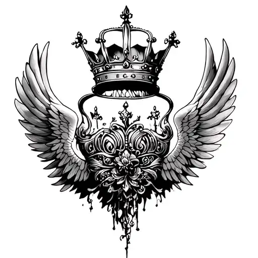 Crown In The Middle With Wings On The Side