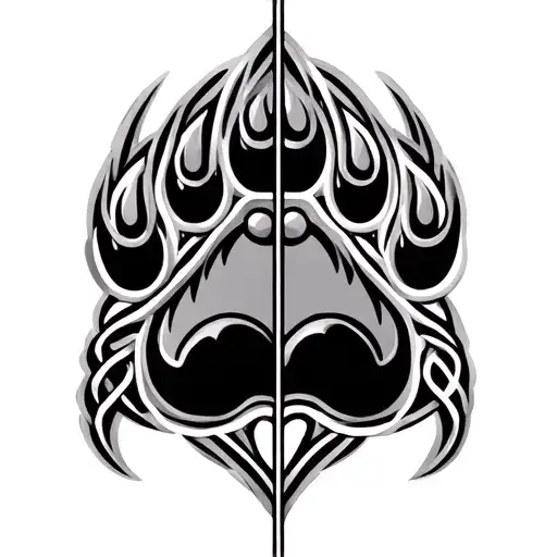 Bear Paw Celtic Ornament Graphic Divided Into Two