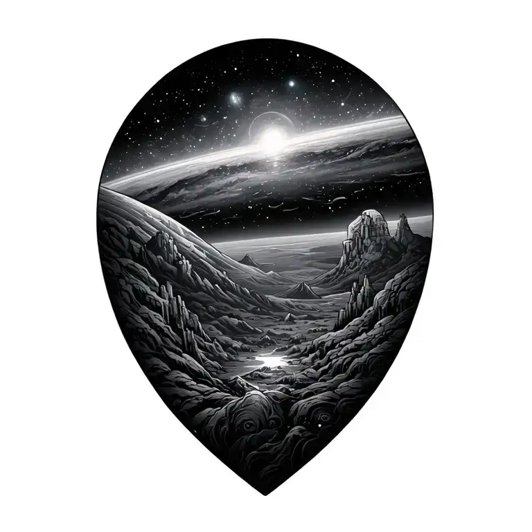 Galaxy Landscape With Technology