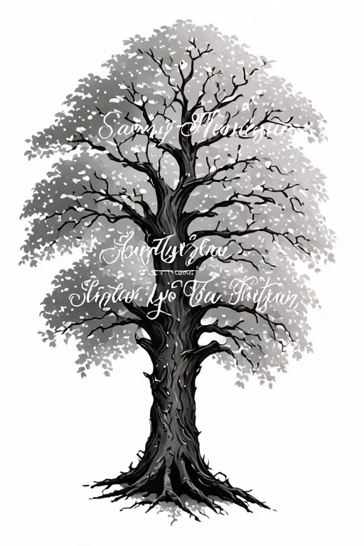 Family Names Written In A Willow Tree