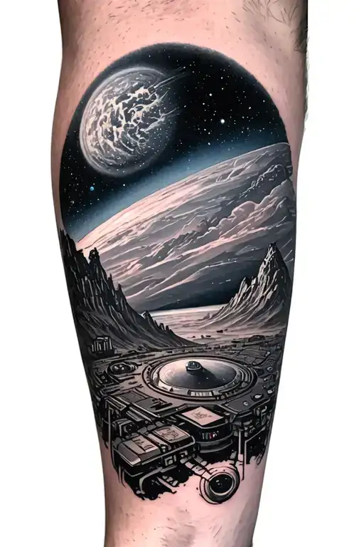 Galaxy Landscape With Technology