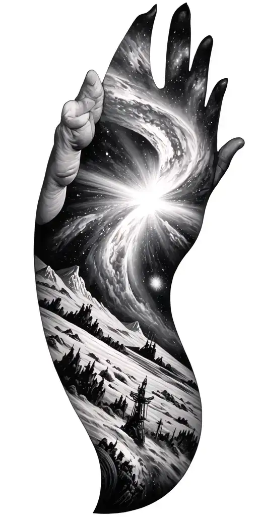 Galaxy Landscape With Technology