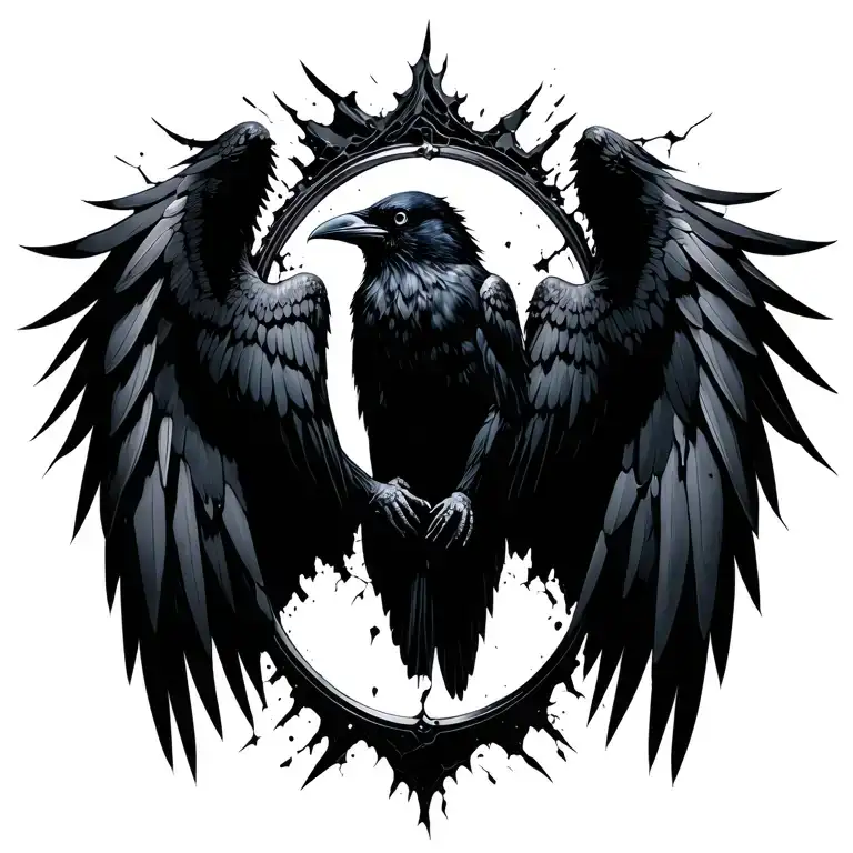 Raven Wings Shattered Mirror Reflecting