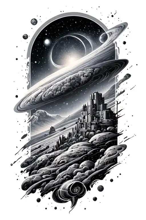 Galaxy Landscape With Technology