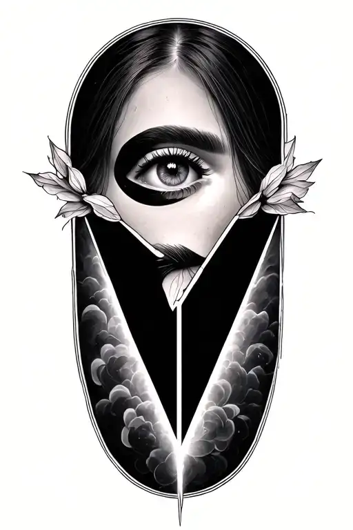 Inverted Triangle With Closed Eye