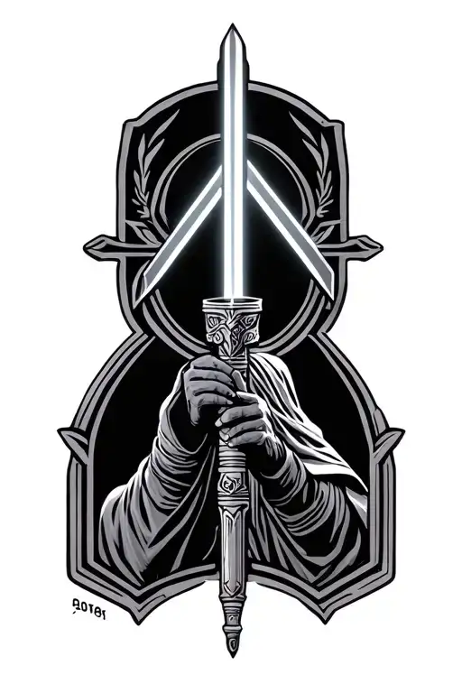Jedi Order Symbol With Mace Windu's Lightsaber
