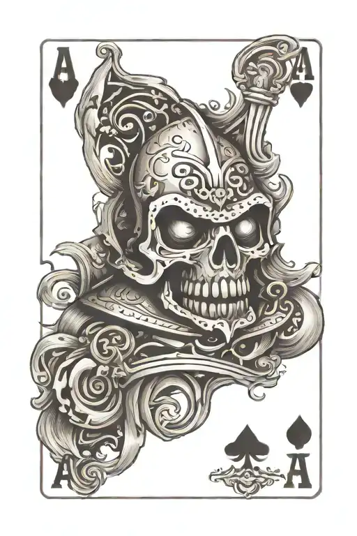An Ace Of Spades Card With A Heavy Metal Monster Design