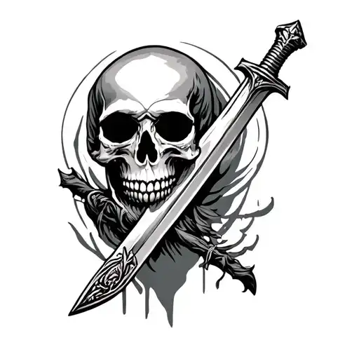 Skull And Sword Through Forehead