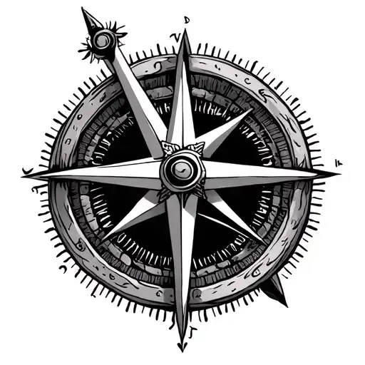 Simpel Compass And Cross Tattoo Design