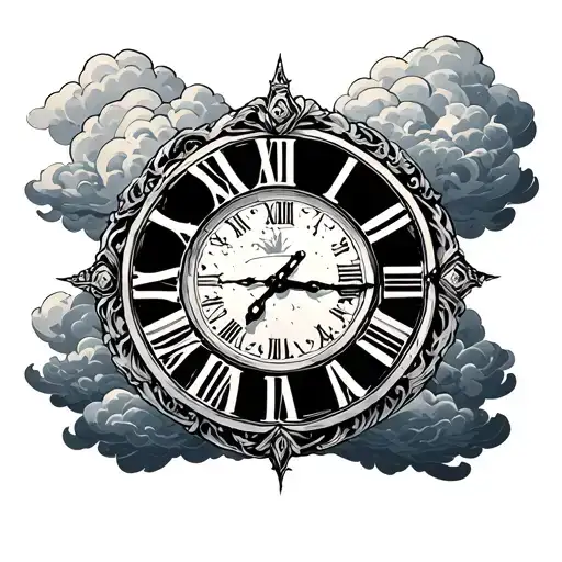 Roman Numerals With Clouds All Around It