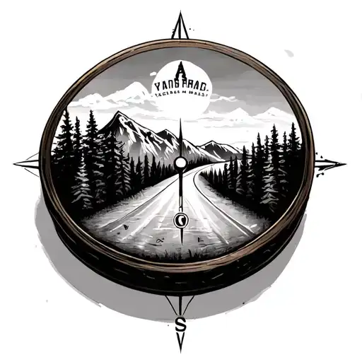 Mountain Trees Road Compass
