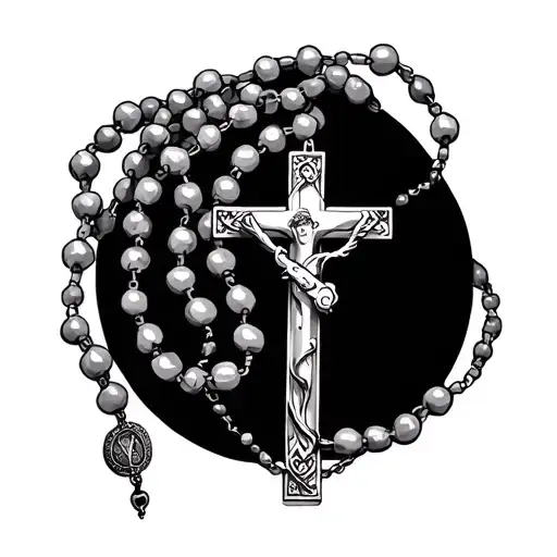 Catholic Rosary Wrapped Around Forarm Half Sleeve