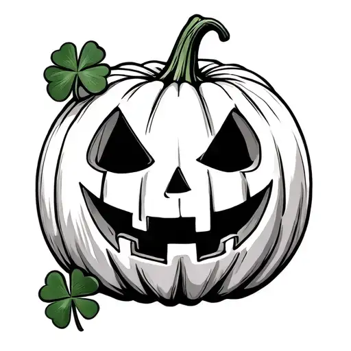 Jack O Lantern Carved With 4 Leaf Clover