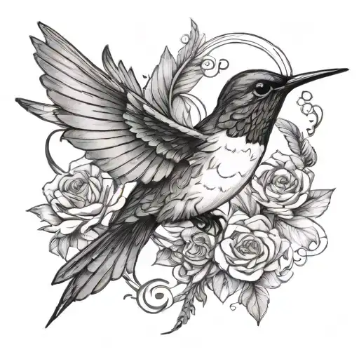 Design A Tattoo Of A Translator's Pen Transforming Into A Hummingbird In Flight