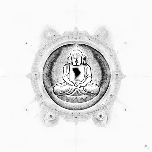 Celestial Black Hole With A Mirage Of Budha And Latin For Memento Mori