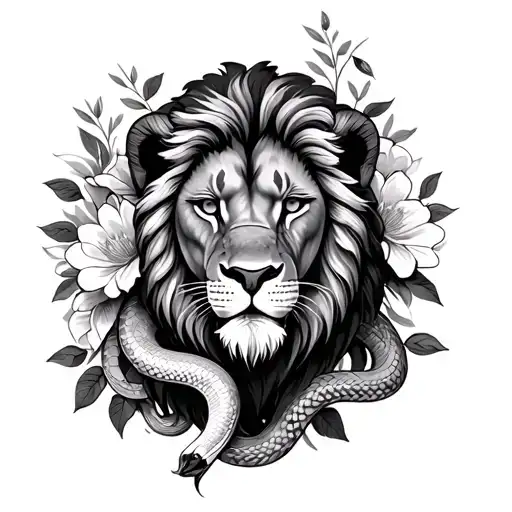 Snakes And Flowers And A Lion